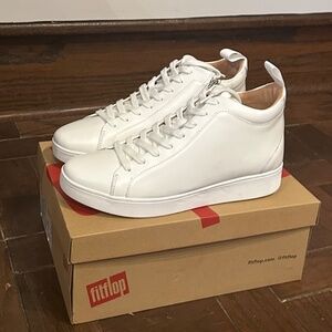 ✨ NIB FitFlop Rally White Leather High-Top Sneakers | Size 10 ✨